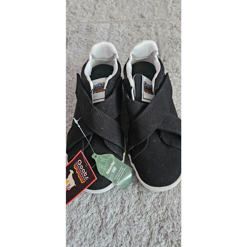NEW Goats Boy Girl Black Canvas Crisscross Straps Platform Slip-On Sneakers 1.5‎